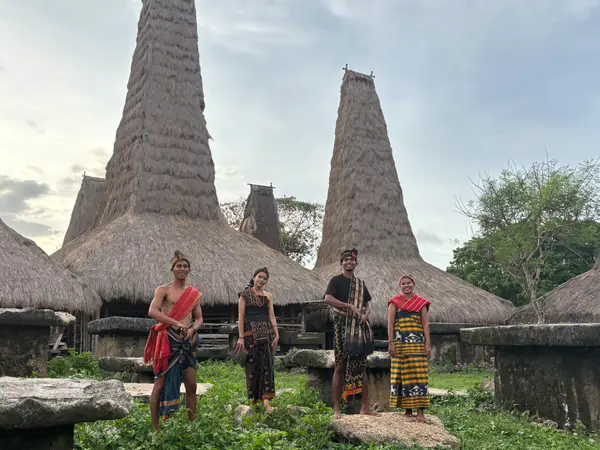 Panorama Kampung Adat Ratenggaro dari kejauhan
